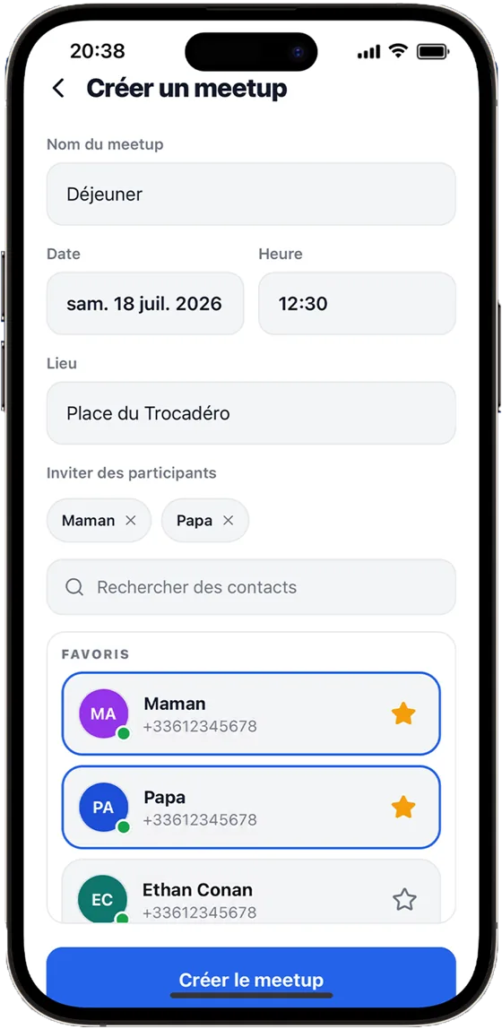 Tela — créer un meetup