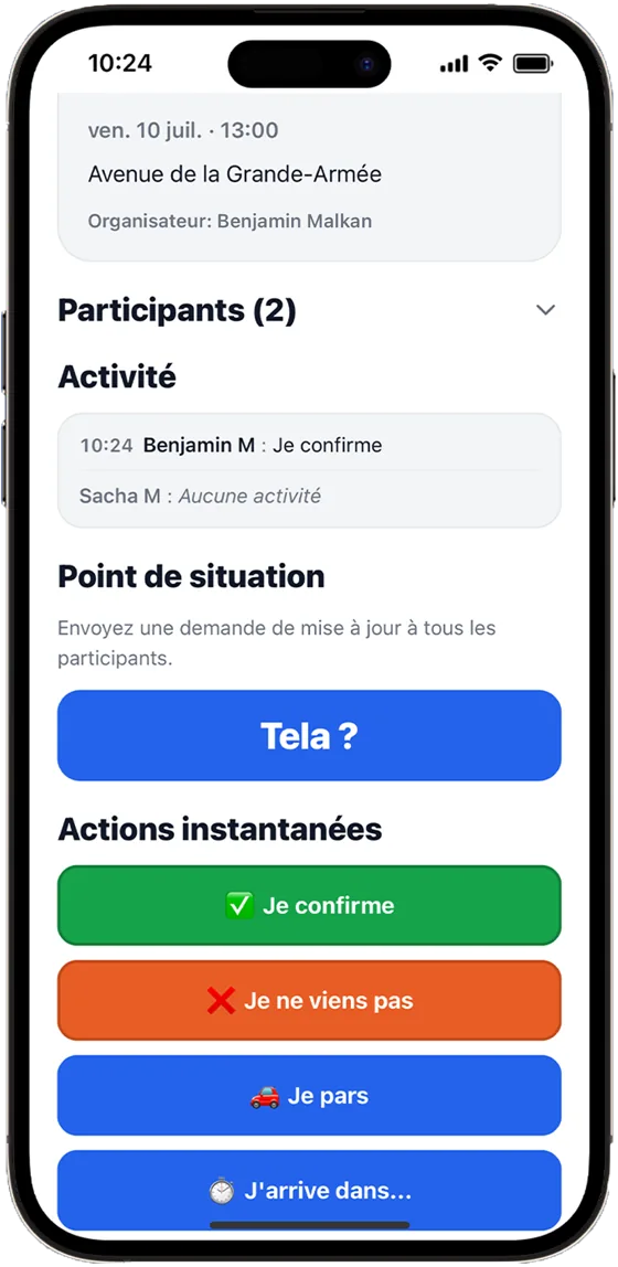 Tela — statuts des participants